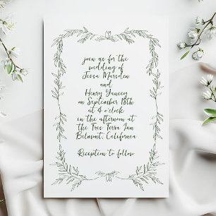 Whimsical Handwritten Ivy Frame Botanical Wedding Invitation
