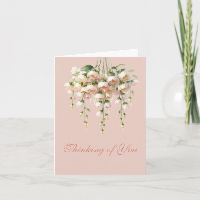 Whimsical Hanging Flower Dance Thinking of You Card (Front)