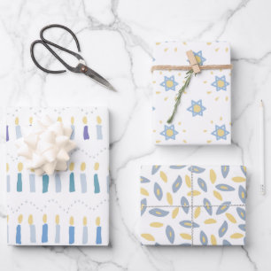 Whimsical Hanukkah assorted Wrapping Paper Sheet