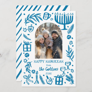 Whimsical Hanukkah Cute Custom Arch PHOTO Holiday Card
