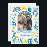 Whimsical Hanukkah Cute Custom Arch PHOTO  Holiday Card<br><div class="desc">Perfect cute card for a fun holiday greeting! Hand made art for you! Perfect for a winter, hanukkah, holiday party or other event. FULLY CUSTOMIZABLE! Click on “Personalize” above to edit the text on the front and back and add your own photos. Click "edit using design tool" to adjust the...</div>
