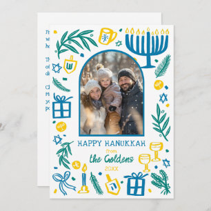 Whimsical Hanukkah Cute Custom Arch PHOTO Holiday Card