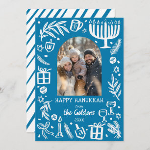 Whimsical Hanukkah Cute Custom Arch PHOTO Holiday Card