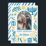 Whimsical Hanukkah Cute Custom Arch PHOTO  Holiday Card<br><div class="desc">Perfect cute card for a fun holiday greeting! Hand made art for you! Perfect for a winter, hanukkah, holiday party or other event. FULLY CUSTOMIZABLE! Click on “Personalize” above to edit the text and add your own photos. Click "edit using design tool" to adjust the fonts, colors and placements. (check...</div>