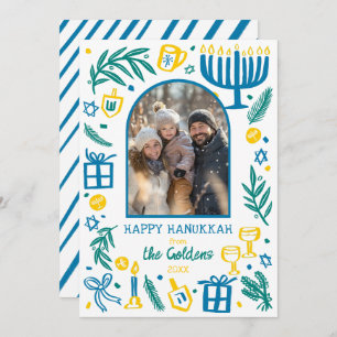 Whimsical Hanukkah Cute Custom Arch PHOTO Holiday Card