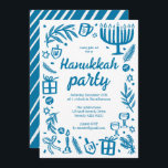 Whimsical Hanukkah Holiday Party Cute Custom Invitation<br><div class="desc">Perfect cute card for a fun holiday party invitation! Hand made art for you! Perfect for a winter, hanukkah, holiday party or other event. FULLY CUSTOMIZABLE! Click on “Personalise” above to edit the text. Click "edit using design tool" to adjust the fonts, colours and placements. (check my shop for alternate...</div>