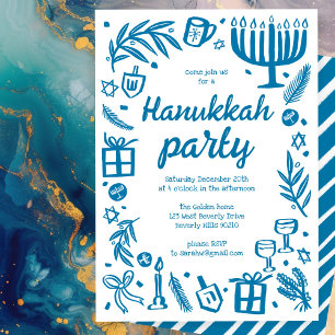 Whimsical Hanukkah Holiday Party Cute Custom Invitation