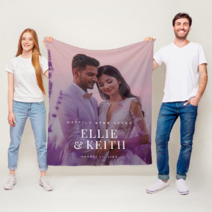 Whimsical Happily Ever After Purple Photo Wedding Fleece Blanket