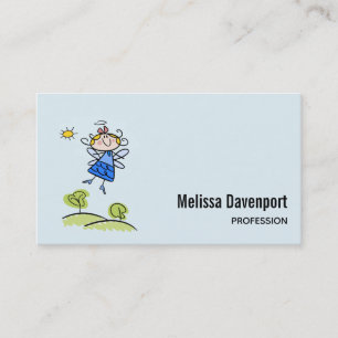 Whimsical Happy Angel Fairy Flying Outside Business Card