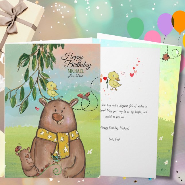 Whimsical Happy Birthday Bear from Dad Card (Whimsical Happy Birthday Bear from Dad Card)