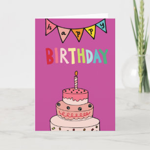 Whimsical Happy Birthday Cake Card