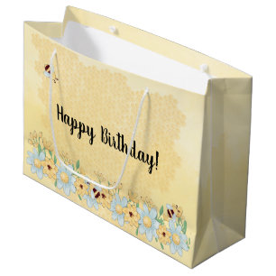 Whimsical Happy Birthday Large Gift Bag