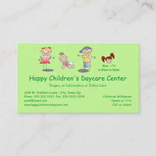 Whimsical Happy Cartoon Kids Professional Day Care Business Card