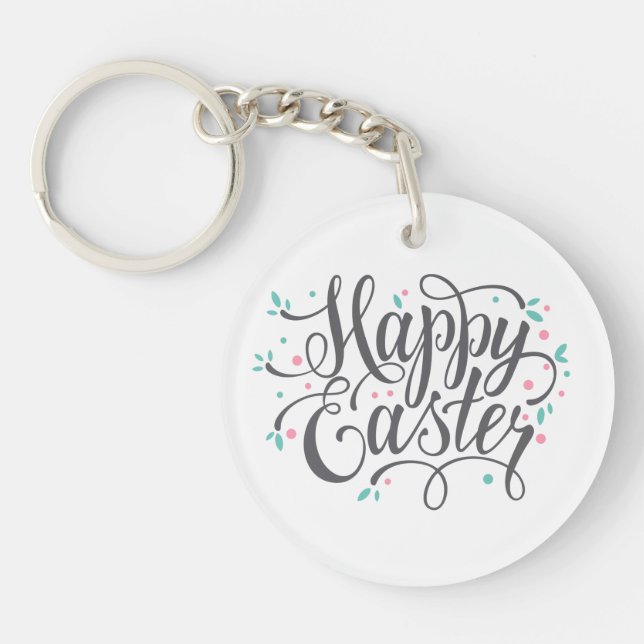 Whimsical Happy Easter Calligraphy | Keychain (Front)