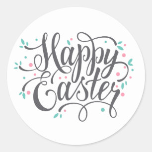 Whimsical Happy Easter Calligraphy   Sticker Seal