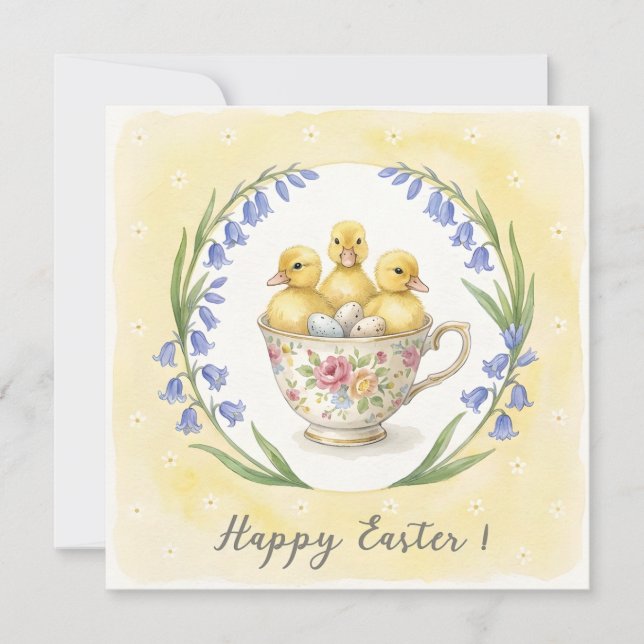 Whimsical Happy Easter Greeting Card (Front)