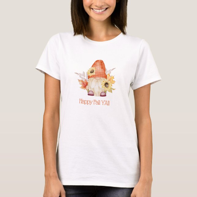 Whimsical Happy Fall YAll T-Shirt (Front)