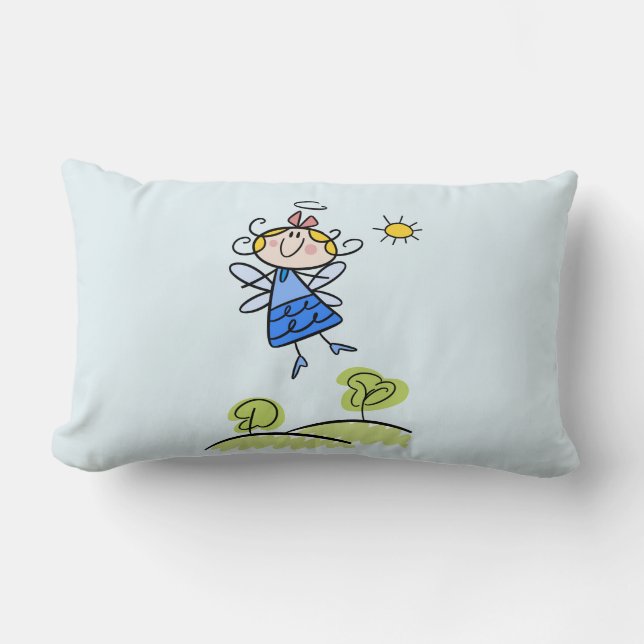 Whimsical Happy Flying Angel Fairy Lumbar Cushion (Front)