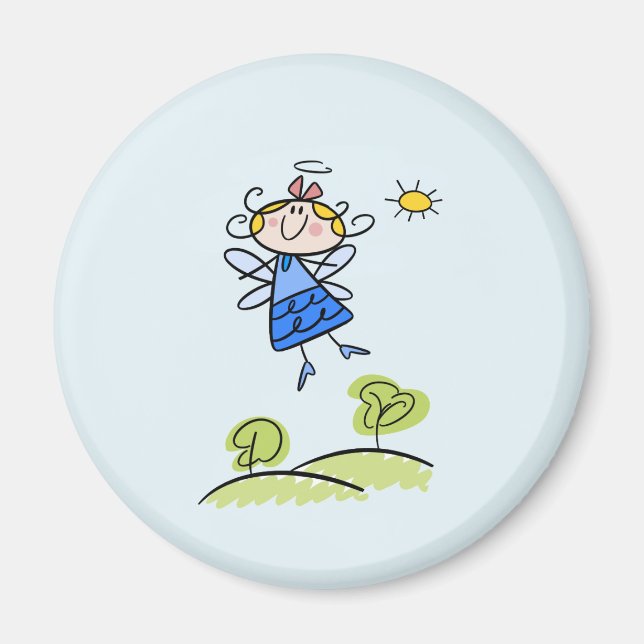 Whimsical Happy Flying Angel Fairy Magnet (Front)
