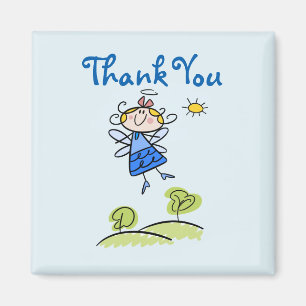 Whimsical Happy Flying Angel Fairy Thank You Magnet