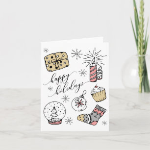 Whimsical Happy Holidays Folded Card