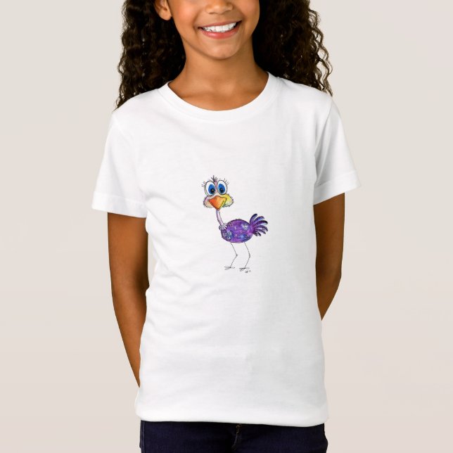 Whimsical Happy Purple Ostrich T-Shirt (Front)
