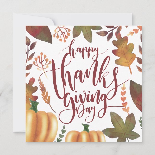 Whimsical Happy Thanksgiving Day | Invitation (Front)