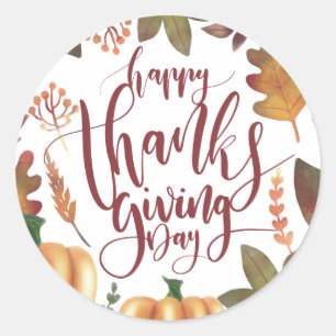Whimsical Happy Thanksgiving Day   Sticker