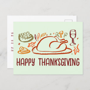 Whimsical Happy Thanksgiving Friendsgiving Custom Postcard