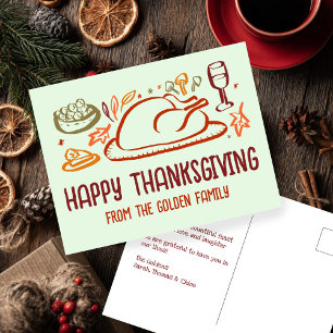 Whimsical Happy Thanksgiving Friendsgiving Custom Postcard
