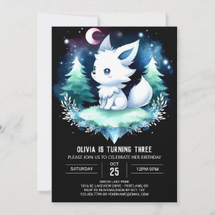 Whimsical Happy Wolf Birthday Invitation