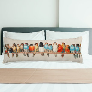 Whimsical Haven: The Vintage Bird Perch P - A Deli Body Cushion