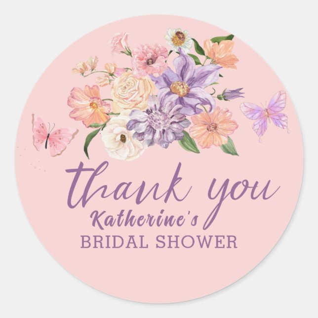 Whimsical he gives me butterflies bridal Shower Classic Round Sticker (Front)