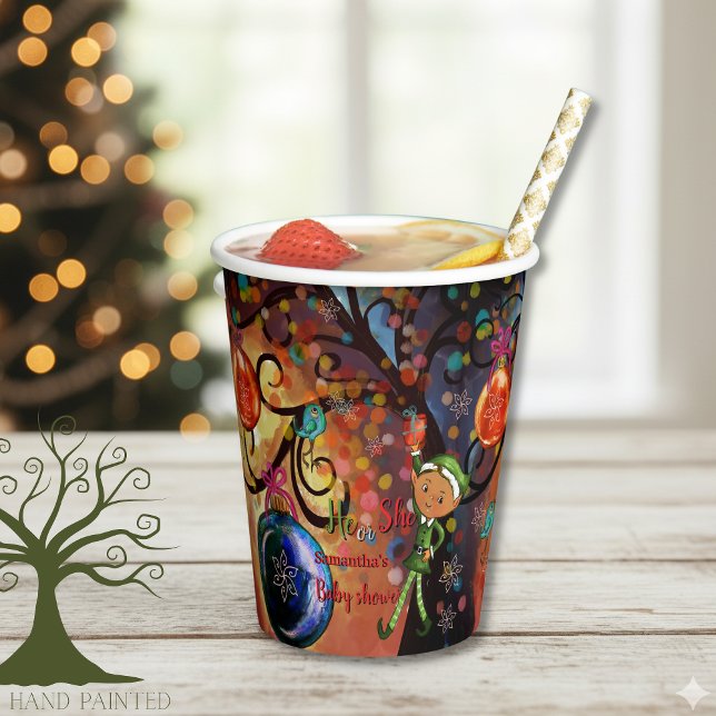 Whimsical "He or She" Elf Gender Reveal Party  Paper Cups (Whimsical He or She Elf Gender Reveal Party Paper Cups)