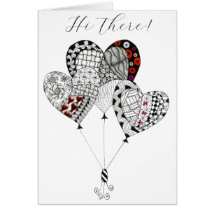 Whimsical Heart Balloons Greeting Card
