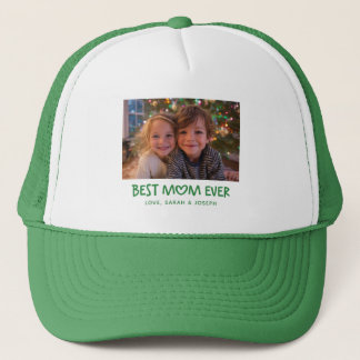 Whimsical Heart Best Mum Ever Holiday Photo Green Trucker Hat