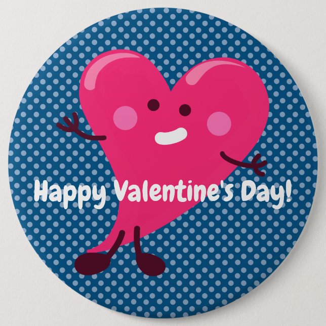 Whimsical Heart Character | Valentine's Day 6 Cm Round Badge (Front)