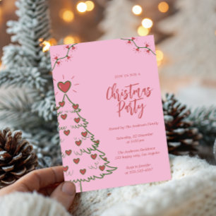 Whimsical Heart Christmas Tree Holiday Party       Invitation