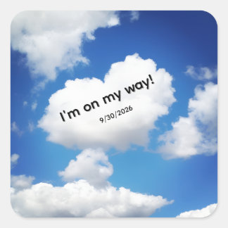 Whimsical Heart Cloud I'm On My Way Baby Shower Fa Square Sticker