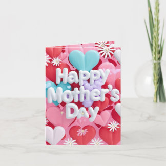 Whimsical Heart & Daisy Mother's Day Card