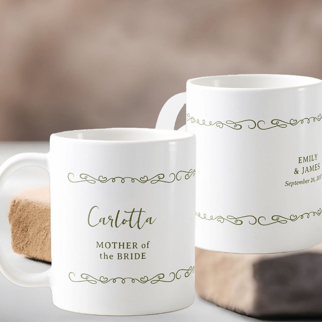 Whimsical Heart Doodle Wedding Party Coffee Mug (Wedding Party gift mug - customize to any color and for anyone in your wedding party)