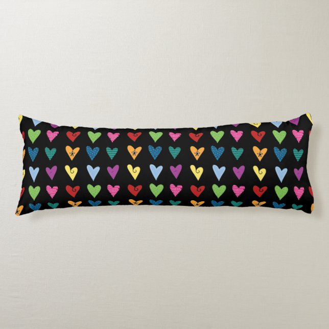 Whimsical Heart Doodles Pattern Body Cushion (Front)