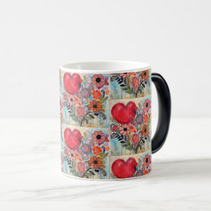 Whimsical Heart & Flower Doodle Art  Magic Mug