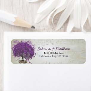 Whimsical Heart Leafed Tree Plum Return Address
