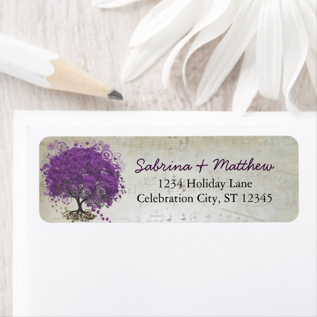 Whimsical Heart Leafed Tree Plum Return Address (Insitu)