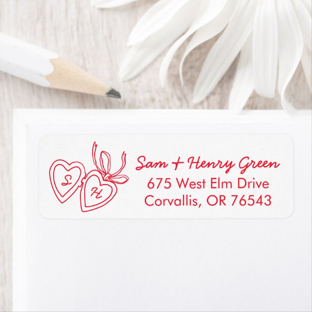 Whimsical Heart Locket Doodle CUSTOM Return Addres (Insitu)