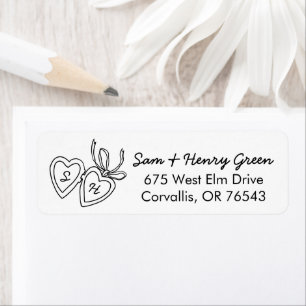 Whimsical Heart Locket Doodle CUSTOM Return Addres