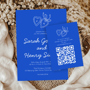 Whimsical Heart Locket Doodle Sketch CUSTOM QRCode Enclosure Card