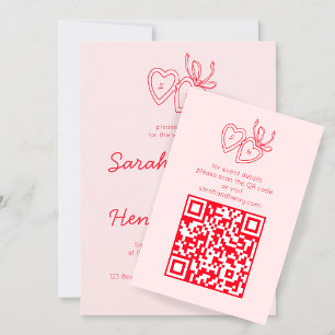 Whimsical Heart Locket Doodle Sketch CUSTOM QRCode Enclosure Card