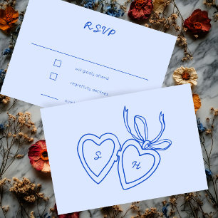 Whimsical Heart Locket Doodle Sketch CUSTOM  RSVP Card